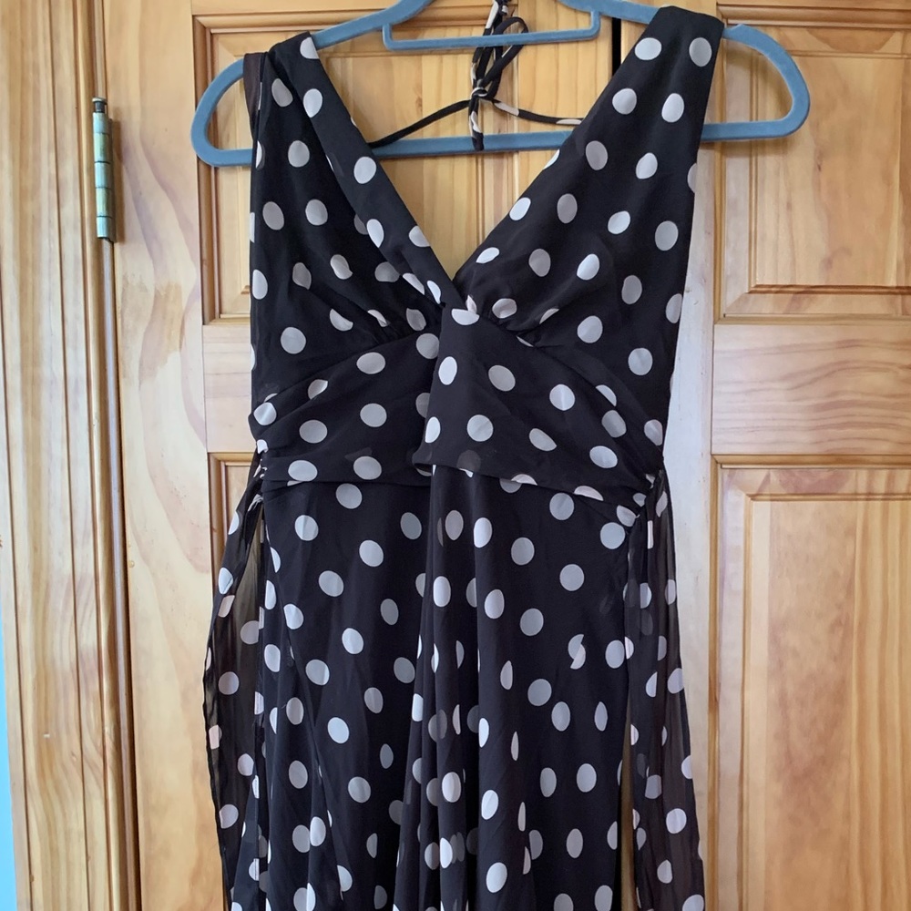 Brown polka dot halter dress